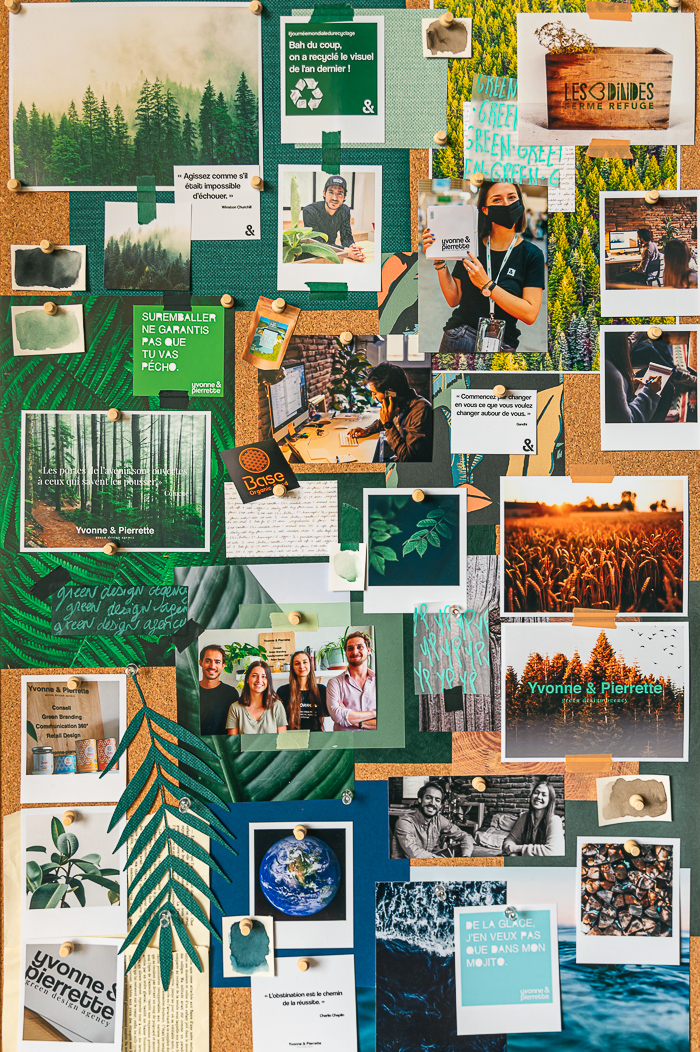 Moodboard artistique pour l'agence de communication durable Yvonne et Pierrette.